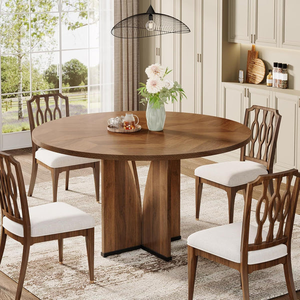 Herringbone Round Dining Table