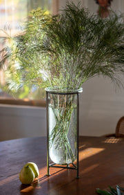 Clear Glass Tube Vase With Stand