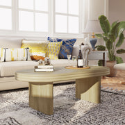 Oval Fluted Natural Wood Coffee Table