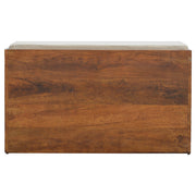 Mango Wood Linen-Top Shoe Storage Bench