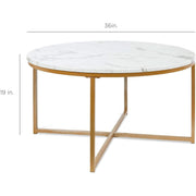 Faux Marble Cross-Leg Round Coffee Table (view 7) | Roost & Roam