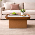 Woven Base Marble Top Coffee Table