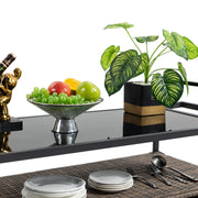 Woven Wicker Outdoor Bar Cart — styled in a complete room vignette