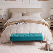 Tufted Velvet Ottoman Bench Gold Legs