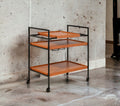 Honey Oak & Matte Black Bar Cart