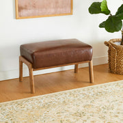 Faux Leather Walnut-Finish Ottoman Bench – ottoman (view 6) | Roost & Roam