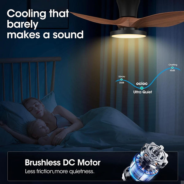 Walnut Finish LED Ceiling Fan