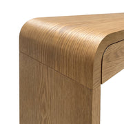 Walnut Finish Curved Console Table, 3-Drawer