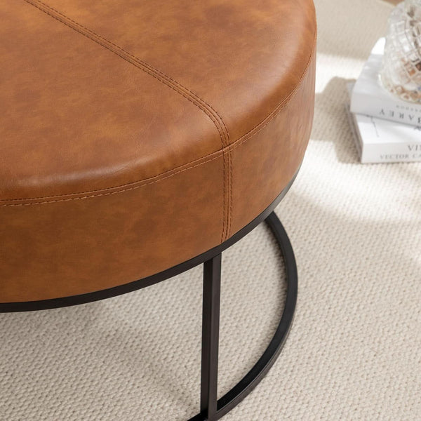 Brown ottoman, round