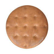 Tufted Buffalo Hide Round Ottoman