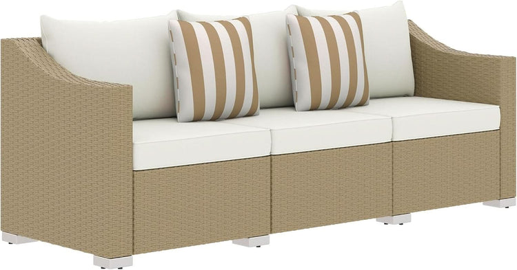 Comfortable All Weather Wicker Patio Sofa with Cushions