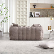 Boucle Channel-Tufted Loveseat Sofa — alternate angle showing full form