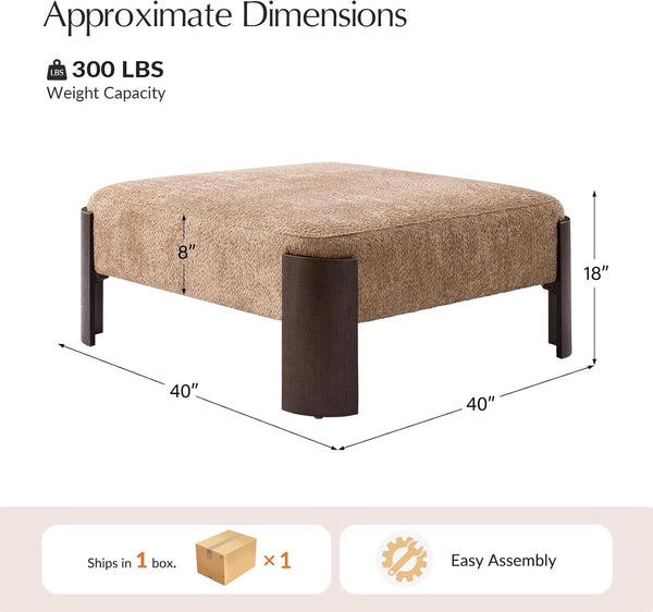 Chenille Square Ottoman Coffee Table