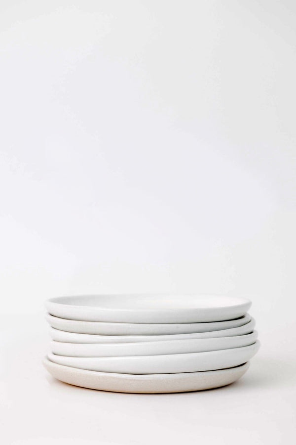 Matte White Ceramic Appetizer Plate Set