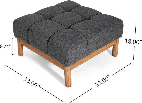Tufted Gray Fabric Square Ottoman – ottoman (view 2) | Roost & Roam
