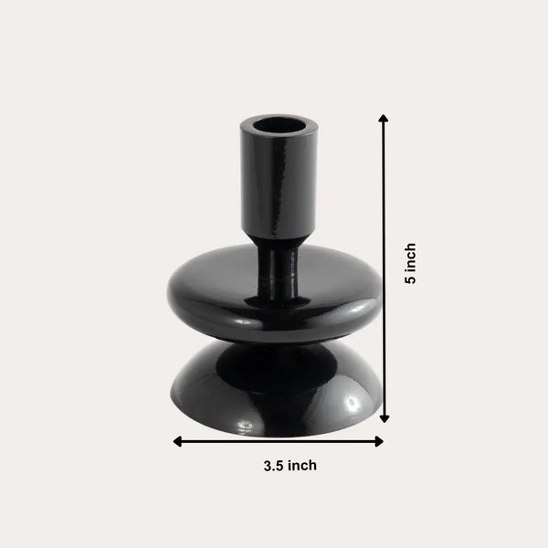 Glossy Black Metal Taper Candle Holder