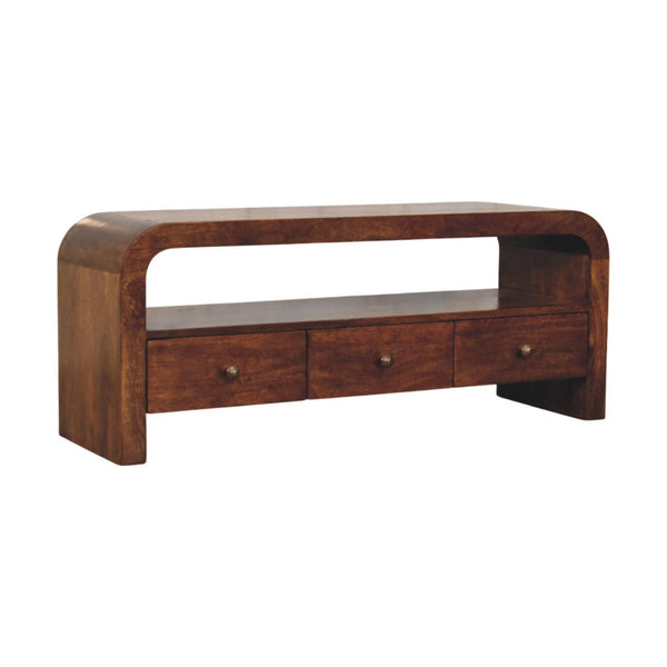 Curved Mango Wood Media Unit