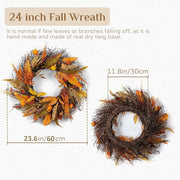 Harvest Wheat and Leaf Fall Wreath