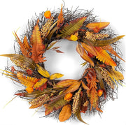 Harvest Wheat and Leaf Fall Wreath