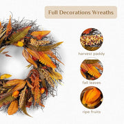 Harvest Wheat and Leaf Fall Wreath