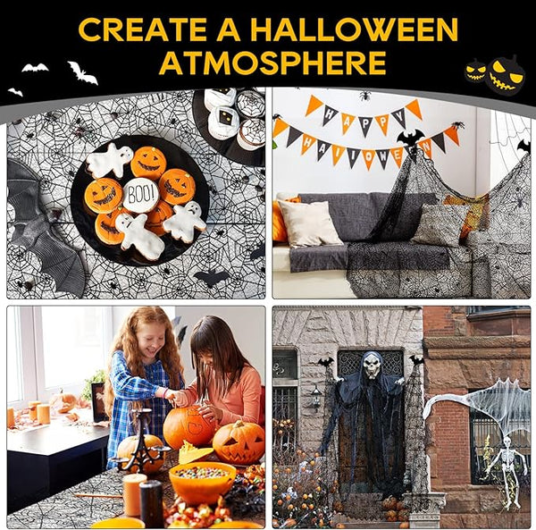 Black Lace Spider Web Tablecloth