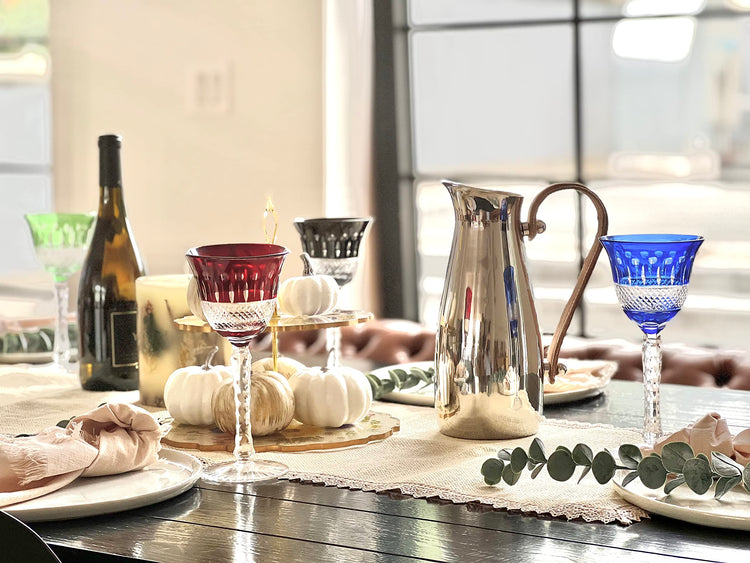 Polished Steel Leather-Handle Pitcher — Polished steel pitcher with hand-stitched leather handle, 1250 ml capacity