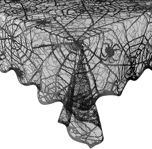 Black Lace Spider Web Tablecloth