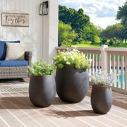 Matte Concrete-Blend Round Planter Set