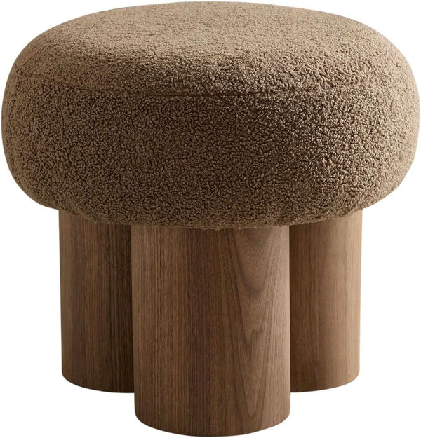 Round Bouclé Footstool Ottoman