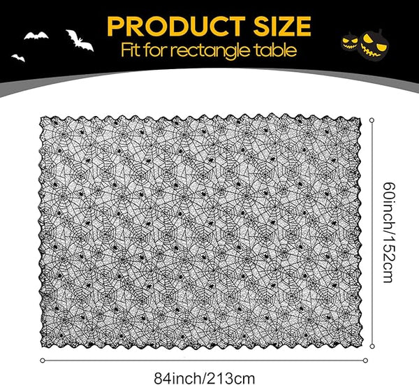 Black Lace Spider Web Tablecloth