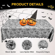 Black Lace Spider Web Tablecloth