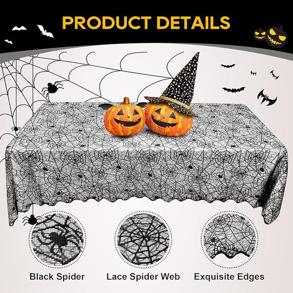 Black Lace Spider Web Tablecloth