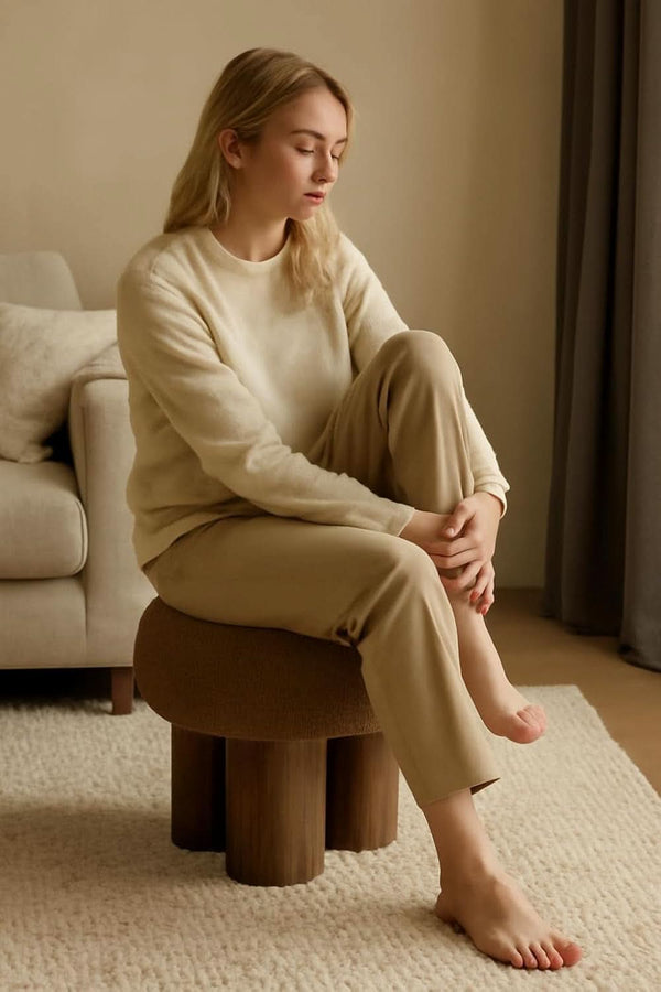 Bouclé Mushroom Ottoman Stool – ottoman (view 3) | Roost & Roam