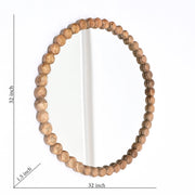 Wood Bead Round Wall Mirror