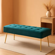 Tufted Velvet Ottoman Bench Gold Legs