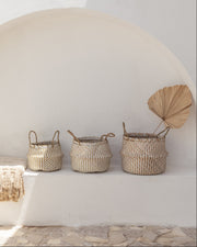 Chevron Seagrass Rope Storage Basket