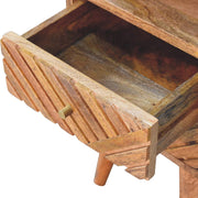 Carved Mango Wood Curved Nightstand