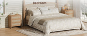 Rattan-Front Curved Nightstand Set — scale reference and proportion detail