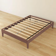 Dark Brown Wood-Grain Platform Bed Frame