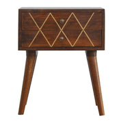 Brass Inlay Mango Wood Nightstand