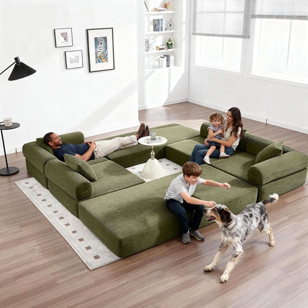 Corduroy Modular Sleeper Sectional Sofa