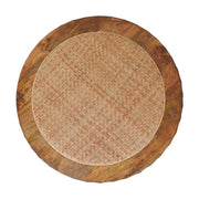 Round Mango Wood Rattan Coffee Table