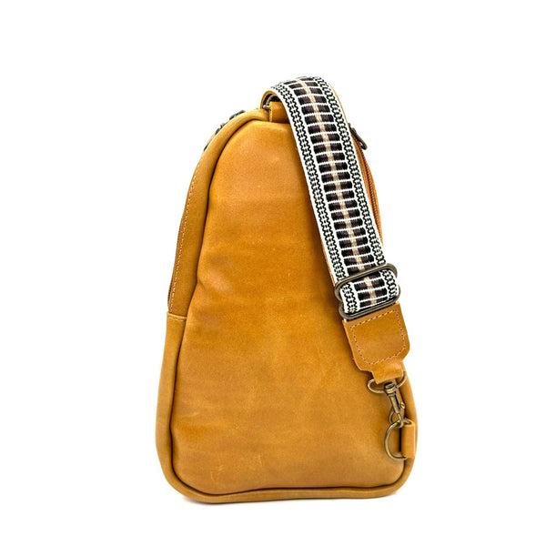 Vegetable-Tanned Leather Sling Backpack — Amber