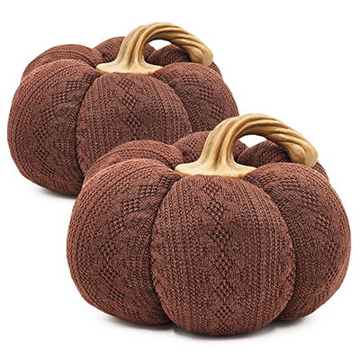 Cable-Knit Fabric Pumpkin Decor Set