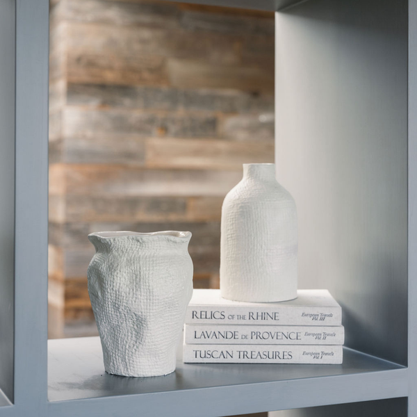 Textured Off-White Aluminum Vase