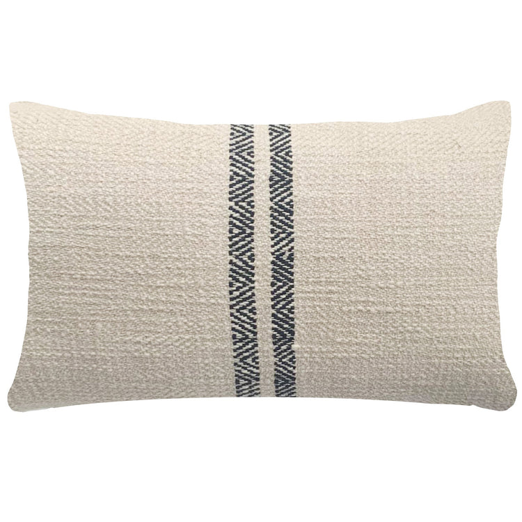 Slub Cotton Chevron-Stripe Lumbar Pillow
