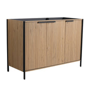 Fluted Wood-Grain Freestanding Bathroom Vanity
