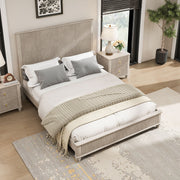 Reeded Wood Platform Bed Frame