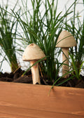 Hand-Carved Wood Mushroom Garden Stake