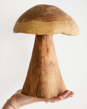 Hand-Carved Eucalyptus Mushroom Sculpture